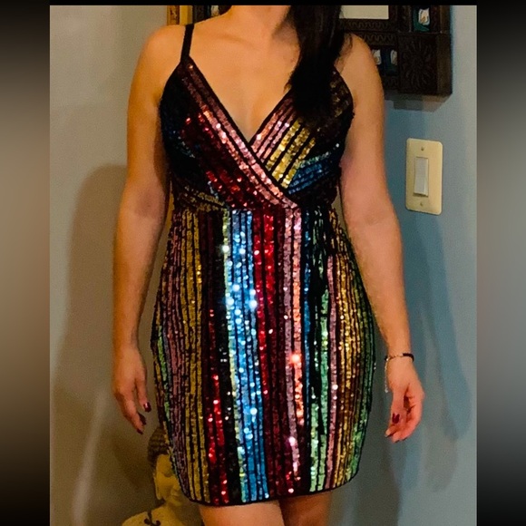 Sequin Multicolor BCBGMAXAZRIA Dress - Picture 1 of 8
